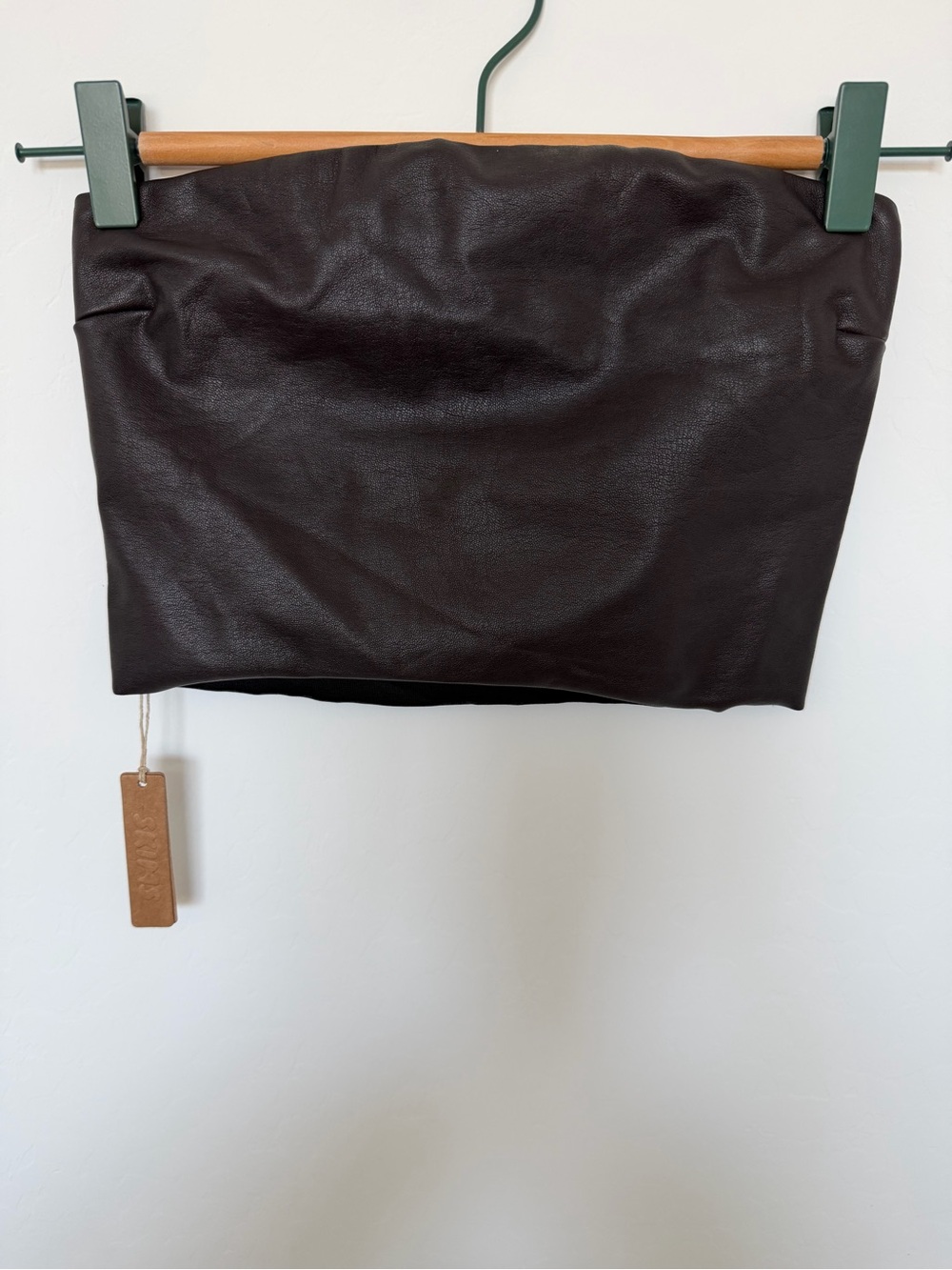SKIMS Dark Brown Faux Leather Crop Top